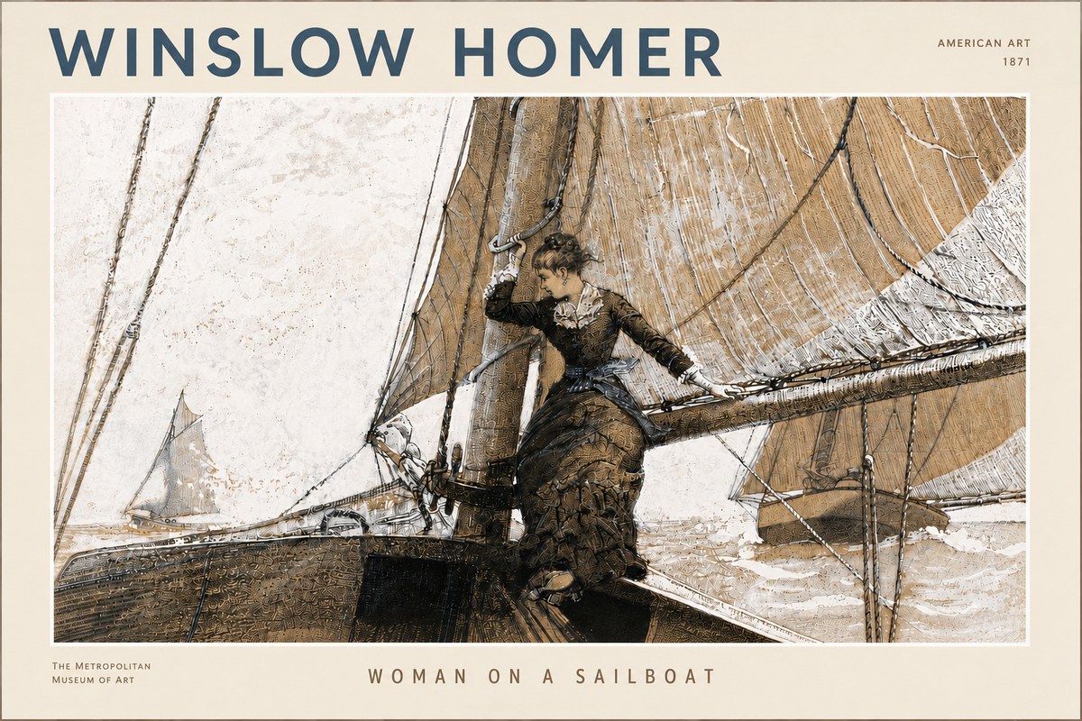 Winslow Homer Woman on a Sailboat No4 - Juliste