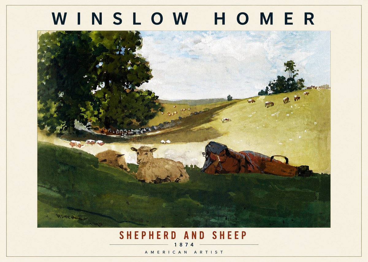 Winslow Homer Shepherd and Sheep No6 - Juliste