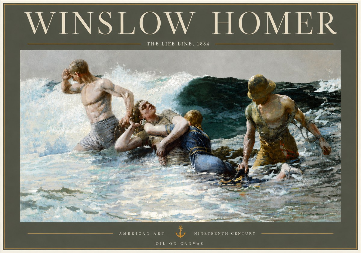 Winslow Homer The Life Line No4 - Juliste