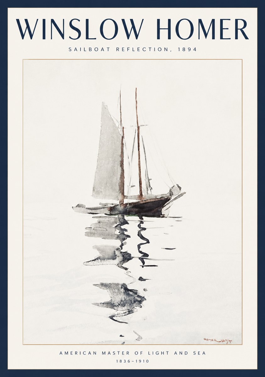 Winslow Homer Sailboat Reflection, 1894 No2 - Juliste