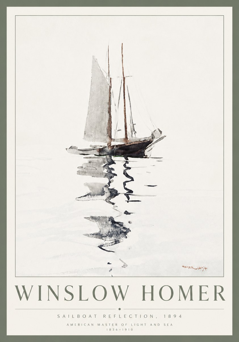 Winslow Homer Sailboat Reflection, 1894 No3 - Juliste