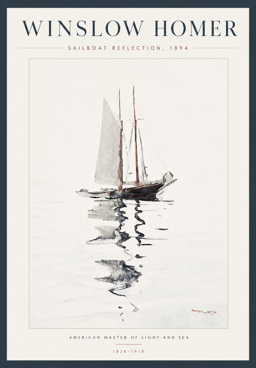 Winslow Homer Sailboat Reflection, 1894 No5 - Juliste