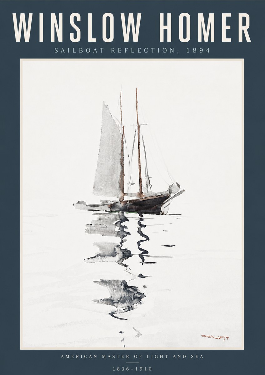 Winslow Homer Sailboat Reflection, 1894 No6 - Juliste