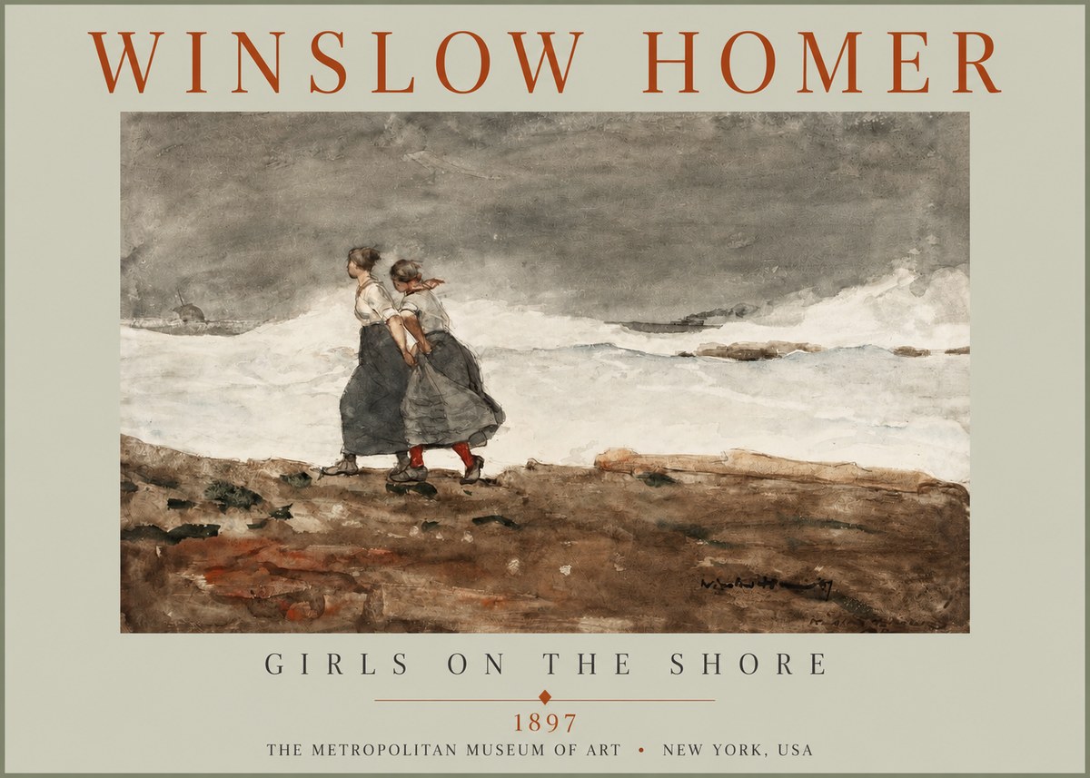 Winslow Homer Girls on the Shore No2 - Juliste