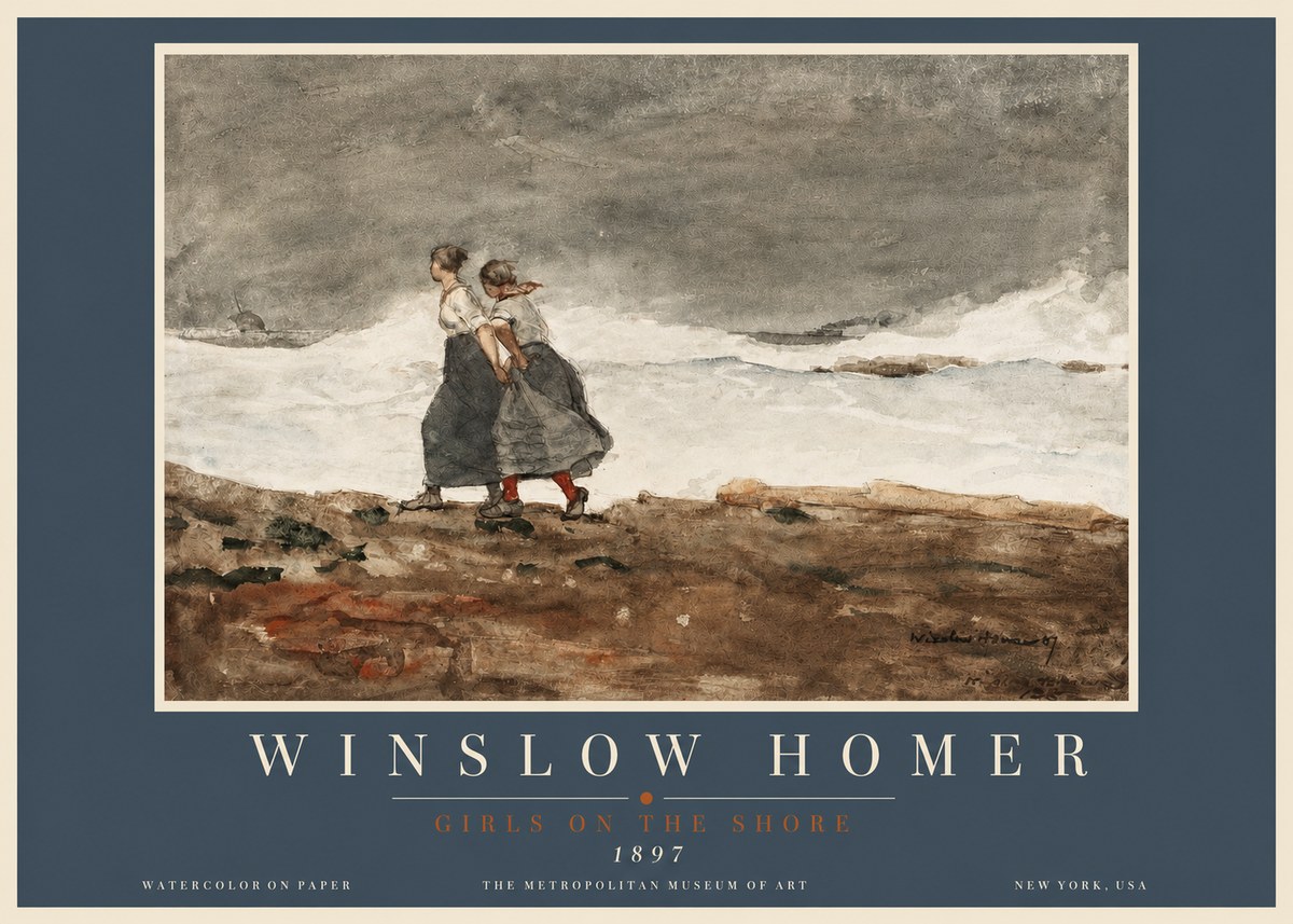 Winslow Homer Girls on the Shore No3 - Juliste