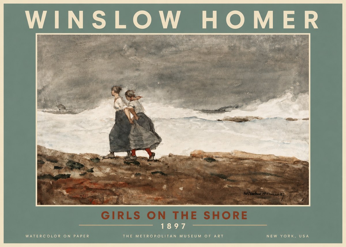 Winslow Homer Girls on the Shore No4 - Juliste