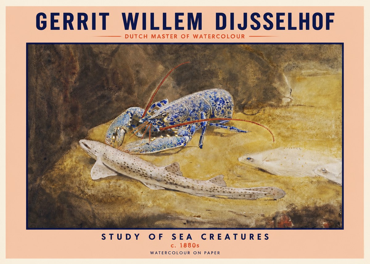 Gerrit Willem Dijsselhof Study of Sea Creatures No2 - Juliste