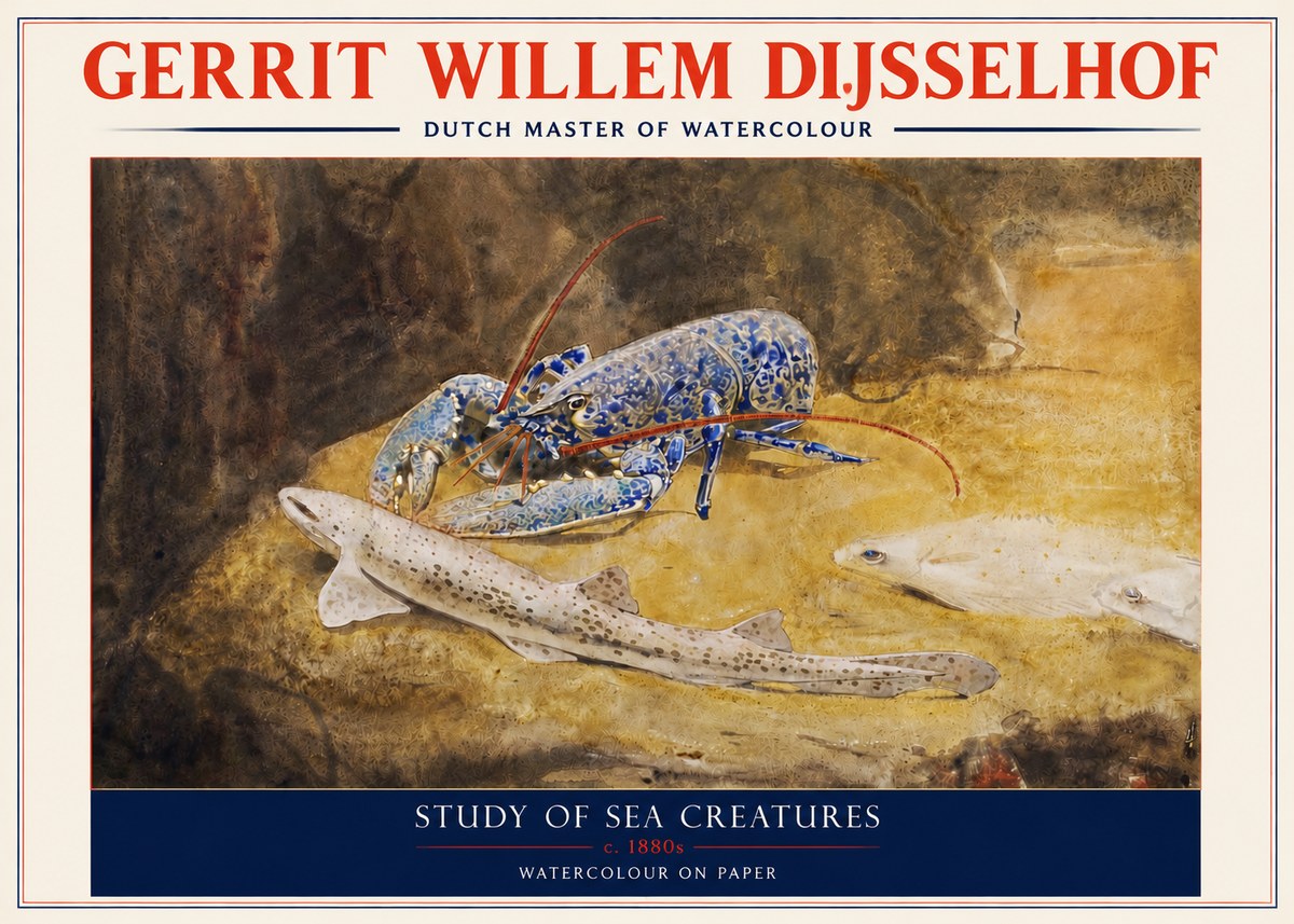 Gerrit Willem Dijsselhof Study of Sea Creatures No3 - Juliste
