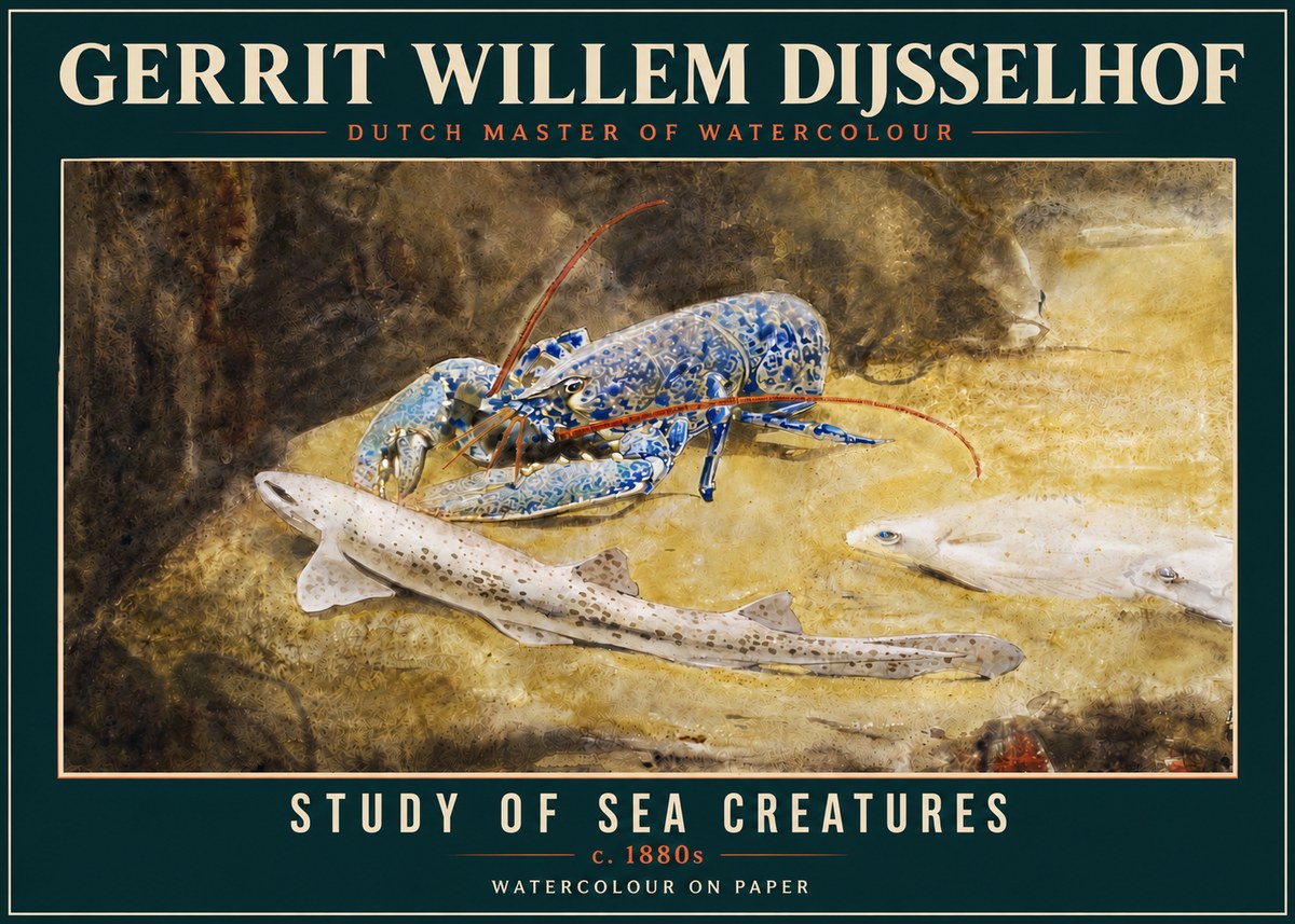 Gerrit Willem Dijsselhof Study of Sea Creatures No4 - Juliste