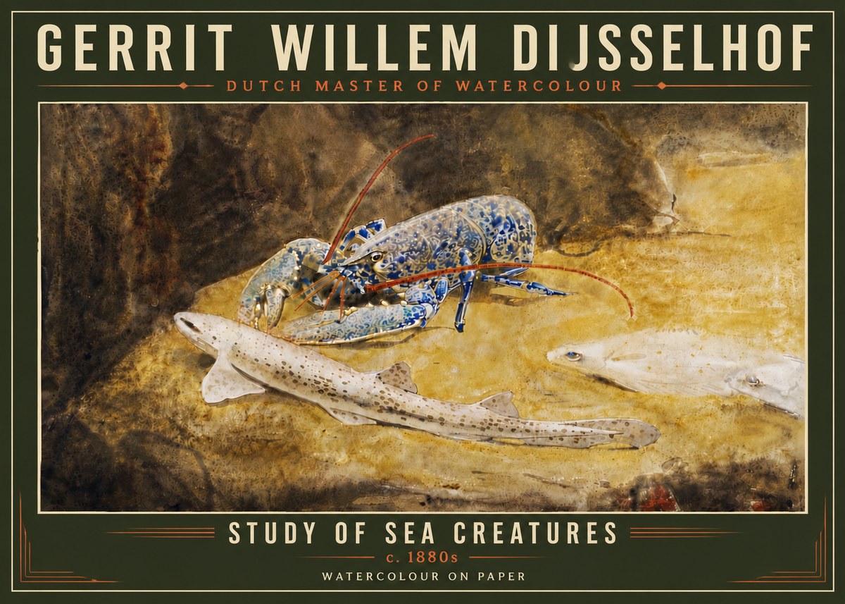 Gerrit Willem Dijsselhof Study of Sea Creatures No6 - Juliste