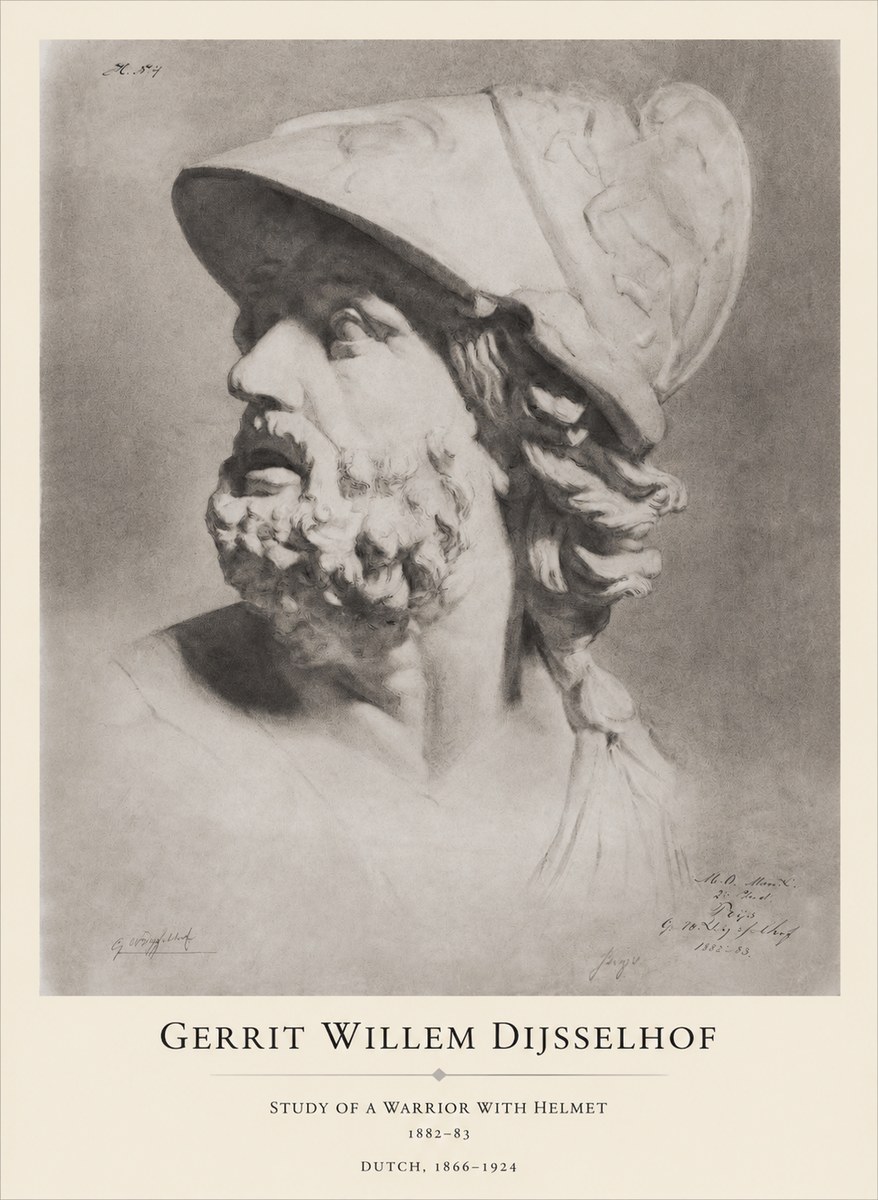 Gerrit Willem Dijsselhof Study of a Warrior with Helmet No1 - Juliste