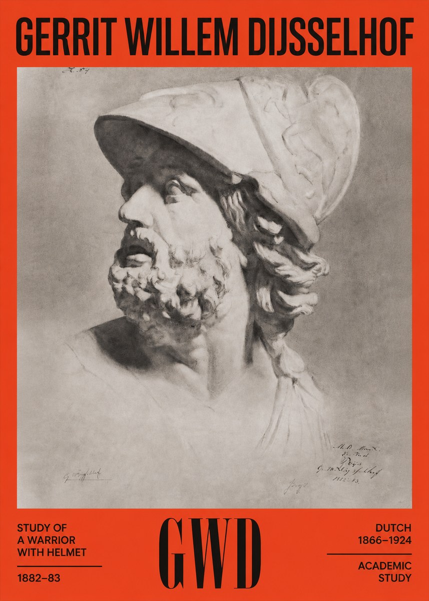 Gerrit Willem Dijsselhof Study of a Warrior with Helmet No2 - Juliste