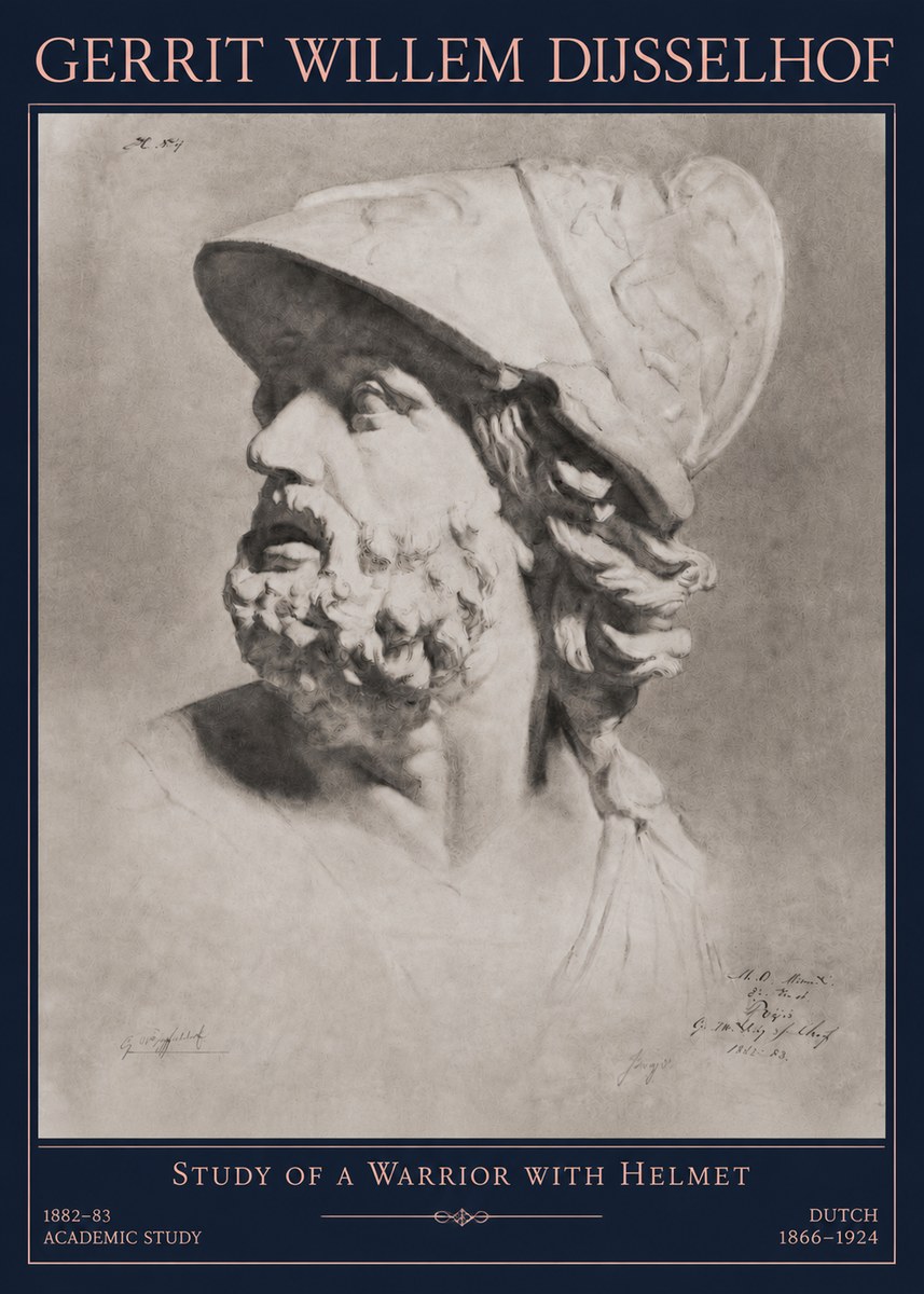Gerrit Willem Dijsselhof Study of a Warrior with Helmet No3 - Juliste