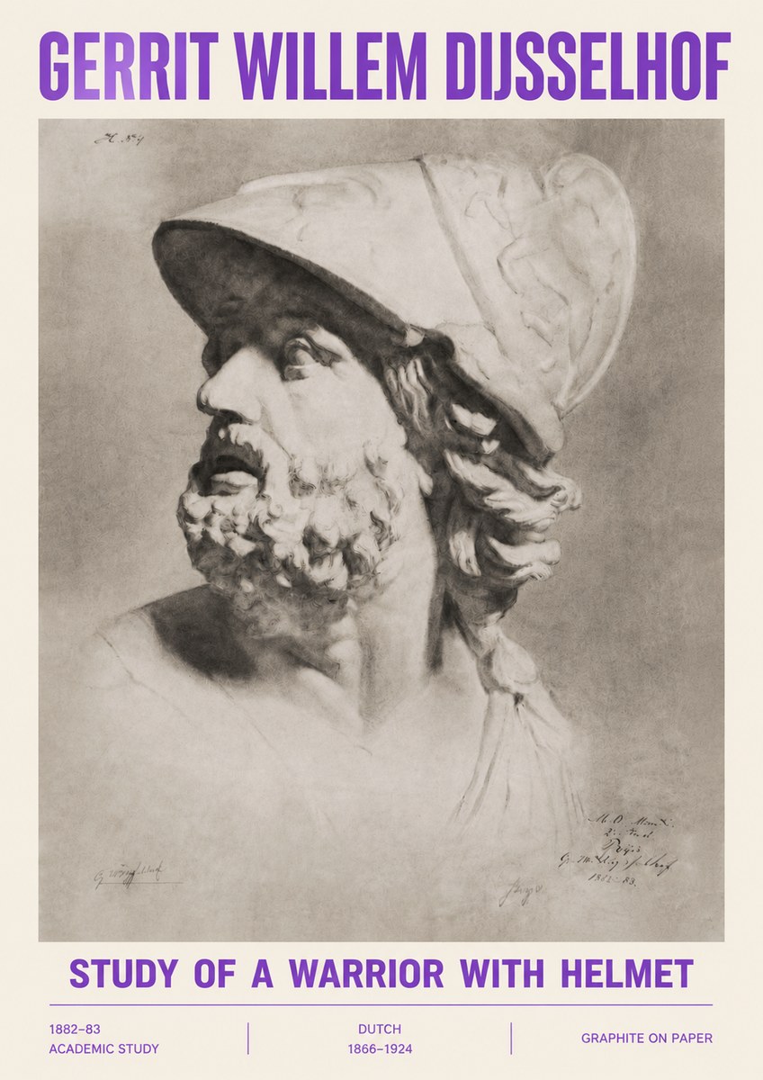Gerrit Willem Dijsselhof Study of a Warrior with Helmet No4 - Juliste