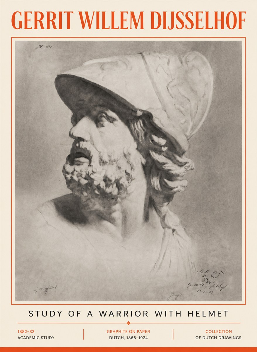 Gerrit Willem Dijsselhof Study of a Warrior with Helmet No5 - Juliste
