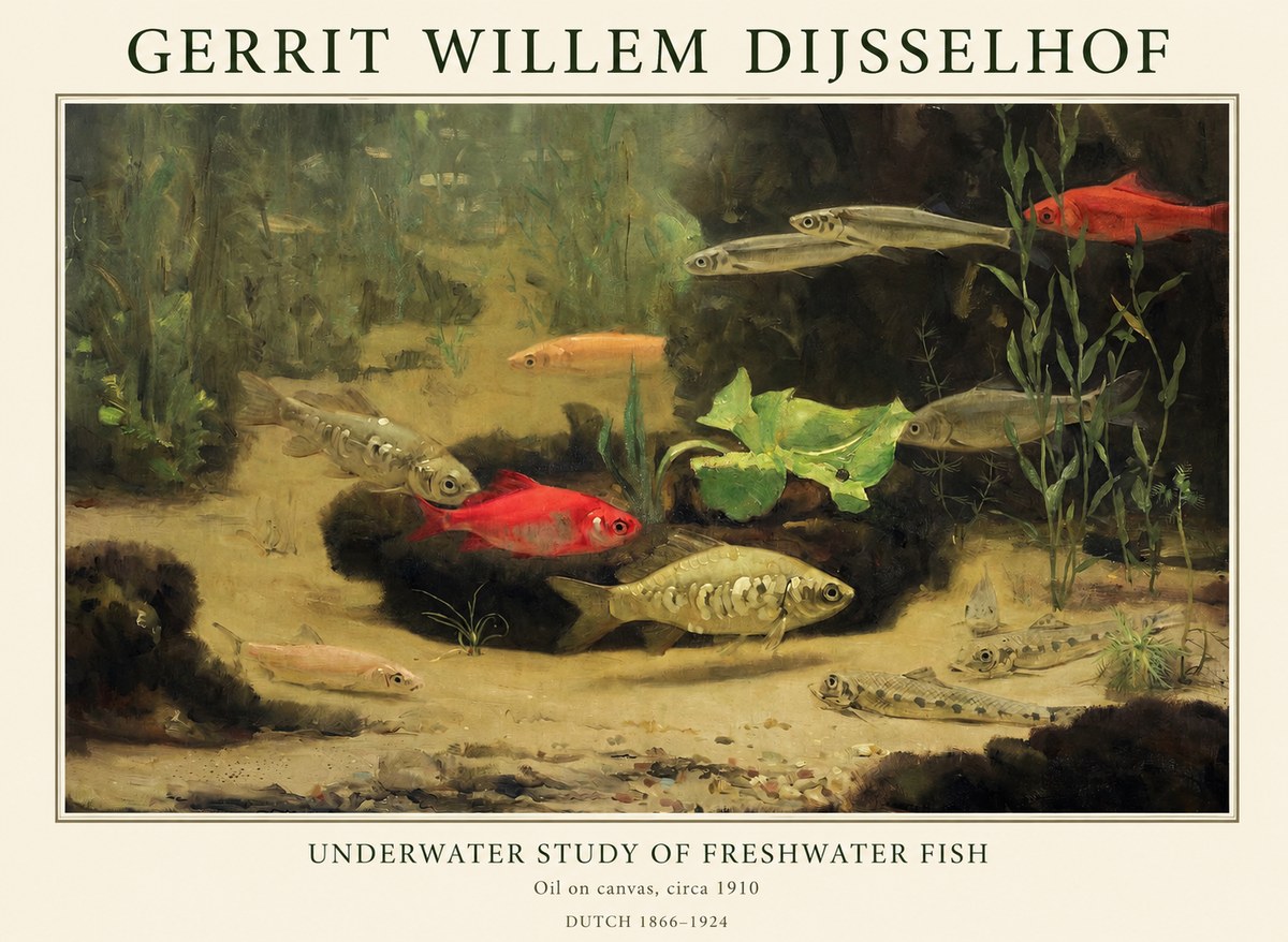 Gerrit Willem Dijsselhof Underwater Study of Freshwater Fish No1 - Juliste