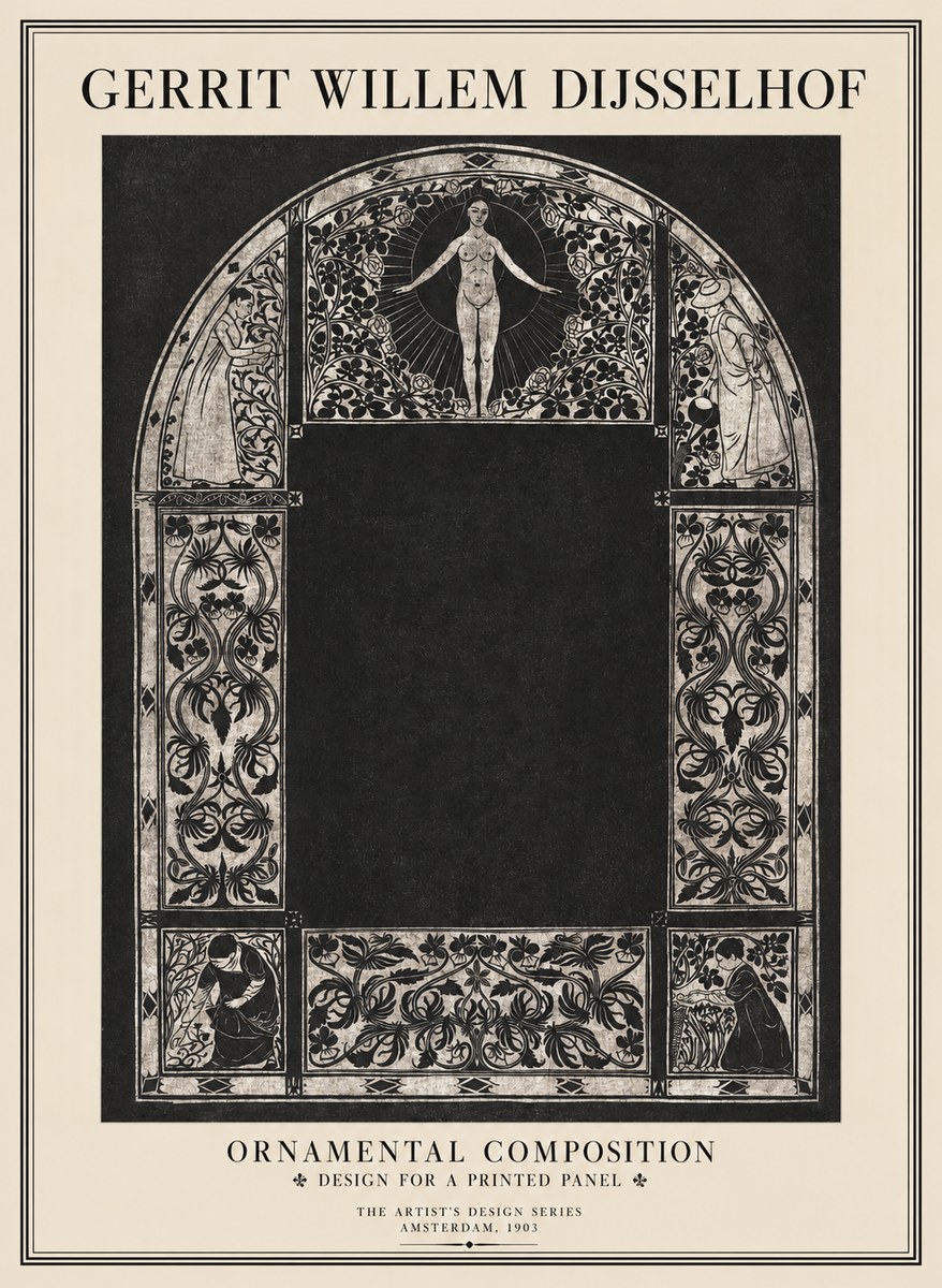 Gerrit Willem Dijsselhof Ornamental Composition - Design for a Printed Panel No1 - Juliste