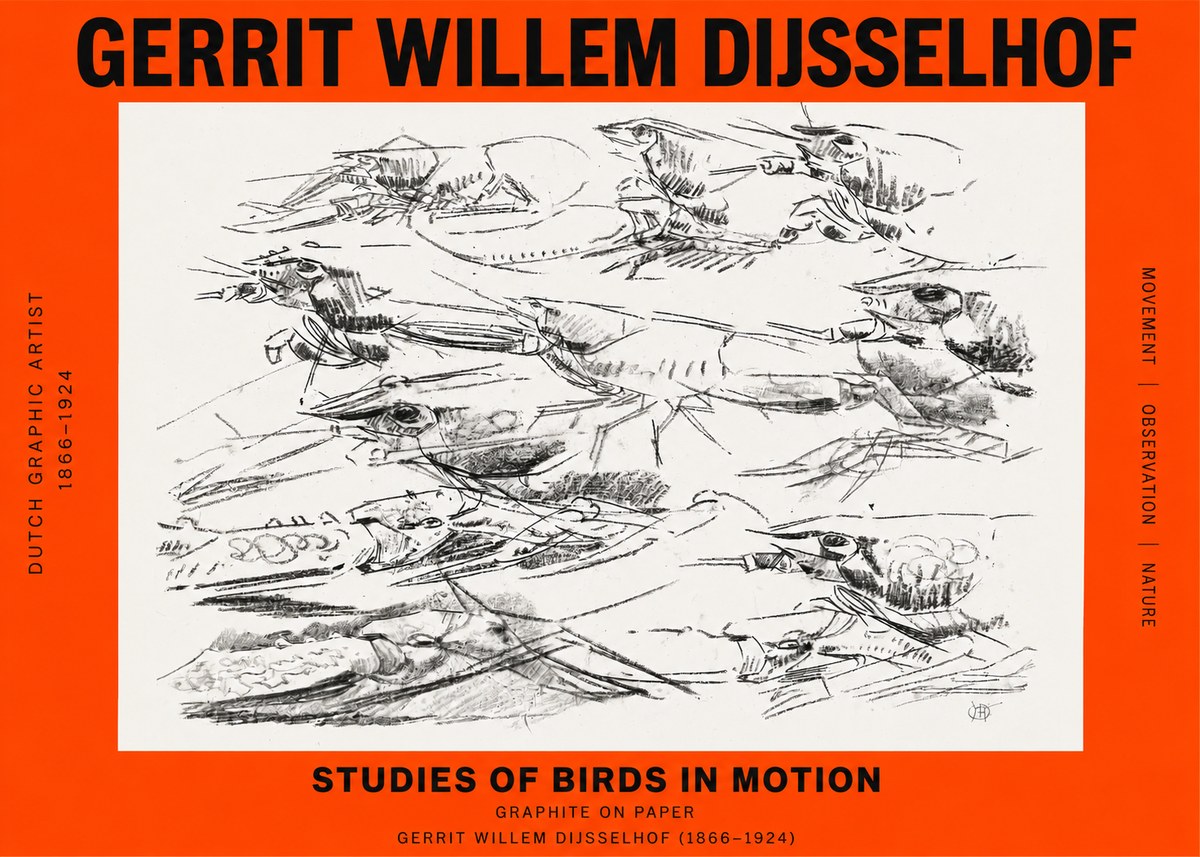 Gerrit Willem Dijsselhof Studies of Birds in Motion No2 - Juliste