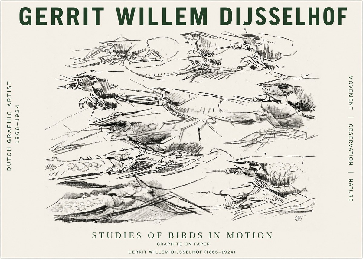 Gerrit Willem Dijsselhof Studies of Birds in Motion No4 - Juliste