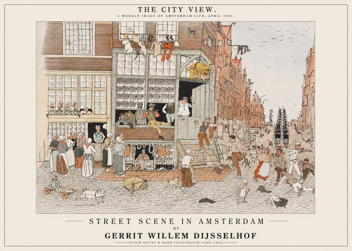 Gerrit Willem Dijsselhof Street Scene in Amsterdam No1 - Juliste