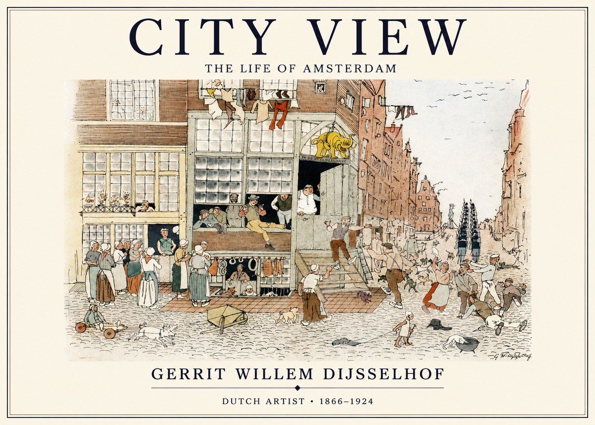 Gerrit Willem Dijsselhof Street Scene in Amsterdam No2 - Juliste