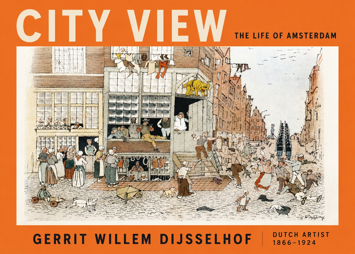Gerrit Willem Dijsselhof Street Scene in Amsterdam No3 - Juliste