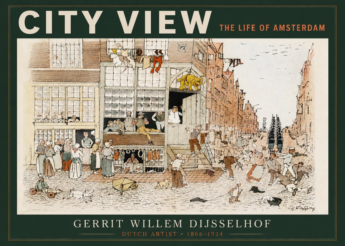Gerrit Willem Dijsselhof Street Scene in Amsterdam No4 - Juliste