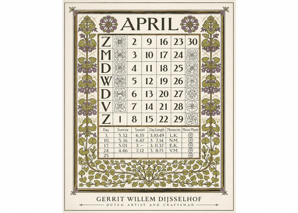 Gerrit Willem Dijsselhof April No1 - Juliste