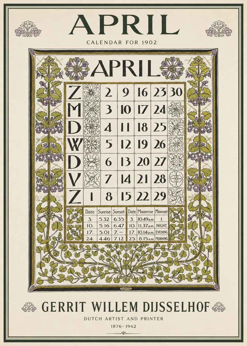 Gerrit Willem Dijsselhof April No3 - Juliste