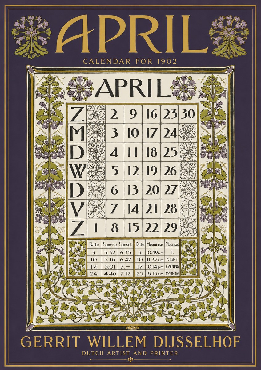 Gerrit Willem Dijsselhof April No4 - Juliste