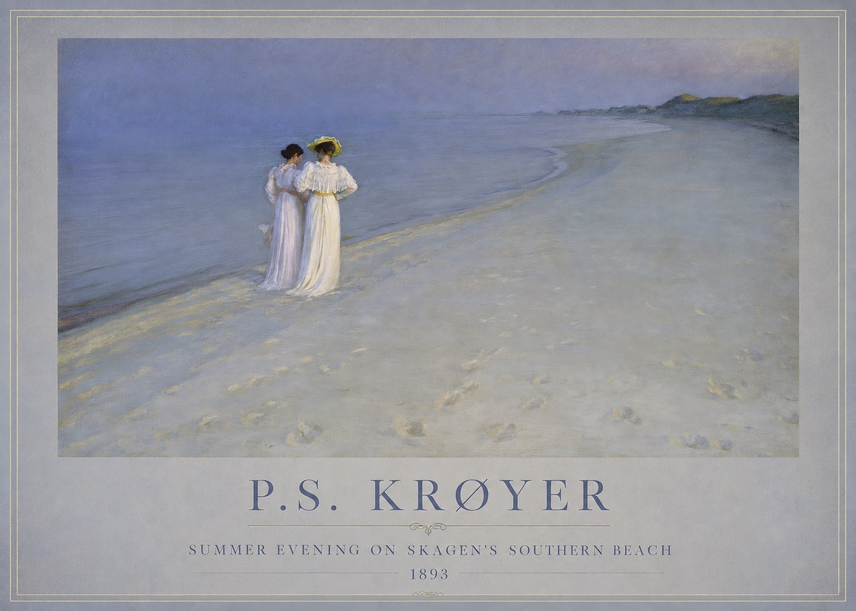 P.S. Krøyer Summer Evening on Skagen's Southern Beach No1 - Juliste