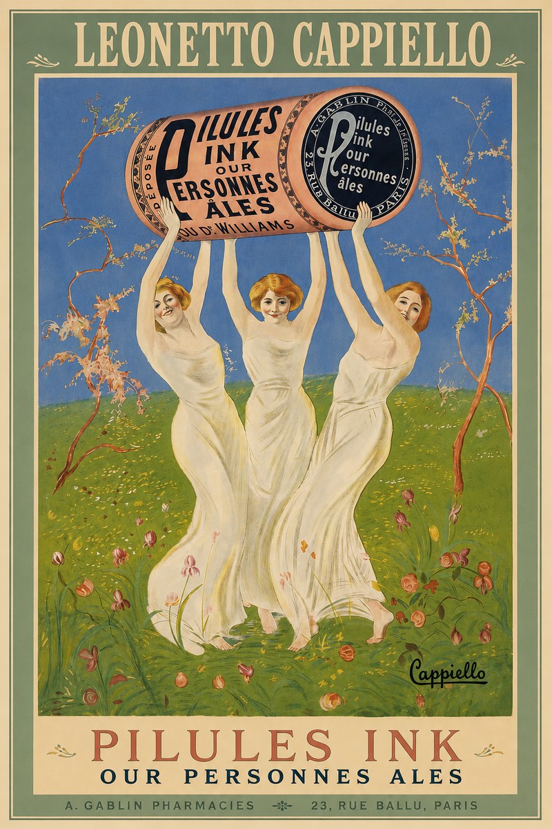Leonetto Cappiello Pilules Ink Our Personnes Ales No3 - Juliste