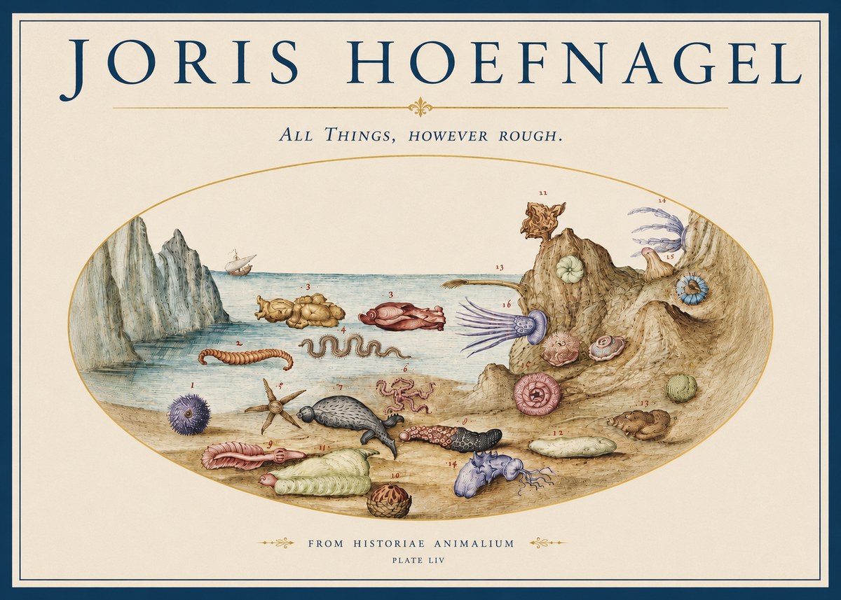 Joris Hoefnagel Totvs Echinvs Asper. Plate Liv No4 - Juliste