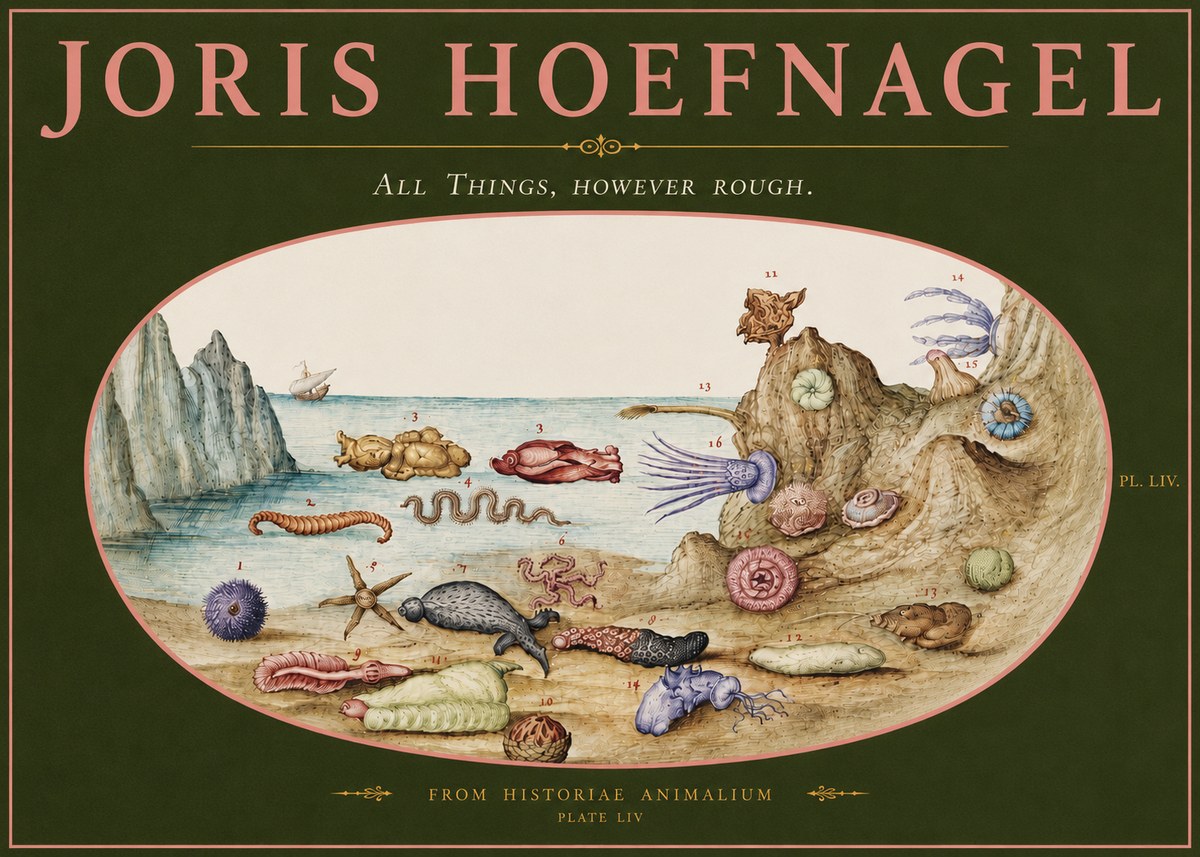 Joris Hoefnagel Totvs Echinvs Asper. Plate Liv No5 - Juliste