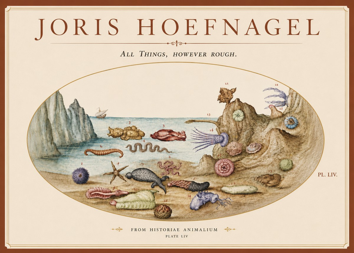 Joris Hoefnagel Totvs Echinvs Asper. Plate Liv No6 - Juliste