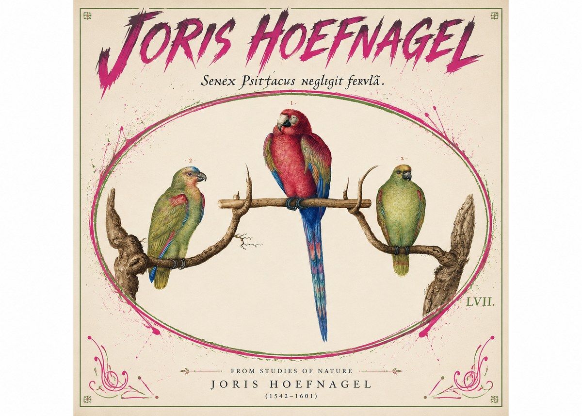 Joris Hoefnagel Three Parrots No5 - Juliste