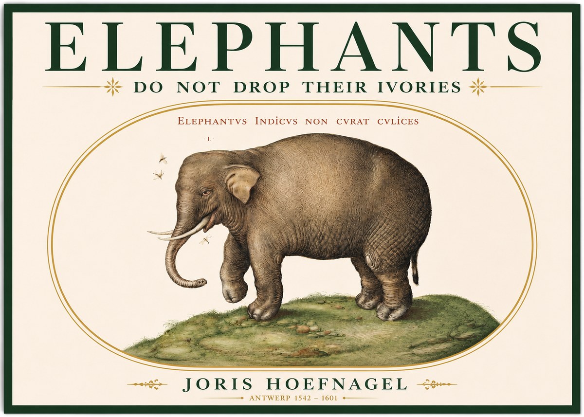 Joris Hoefnagel Elephant Does Not Drop Its Ivories No3 - Juliste