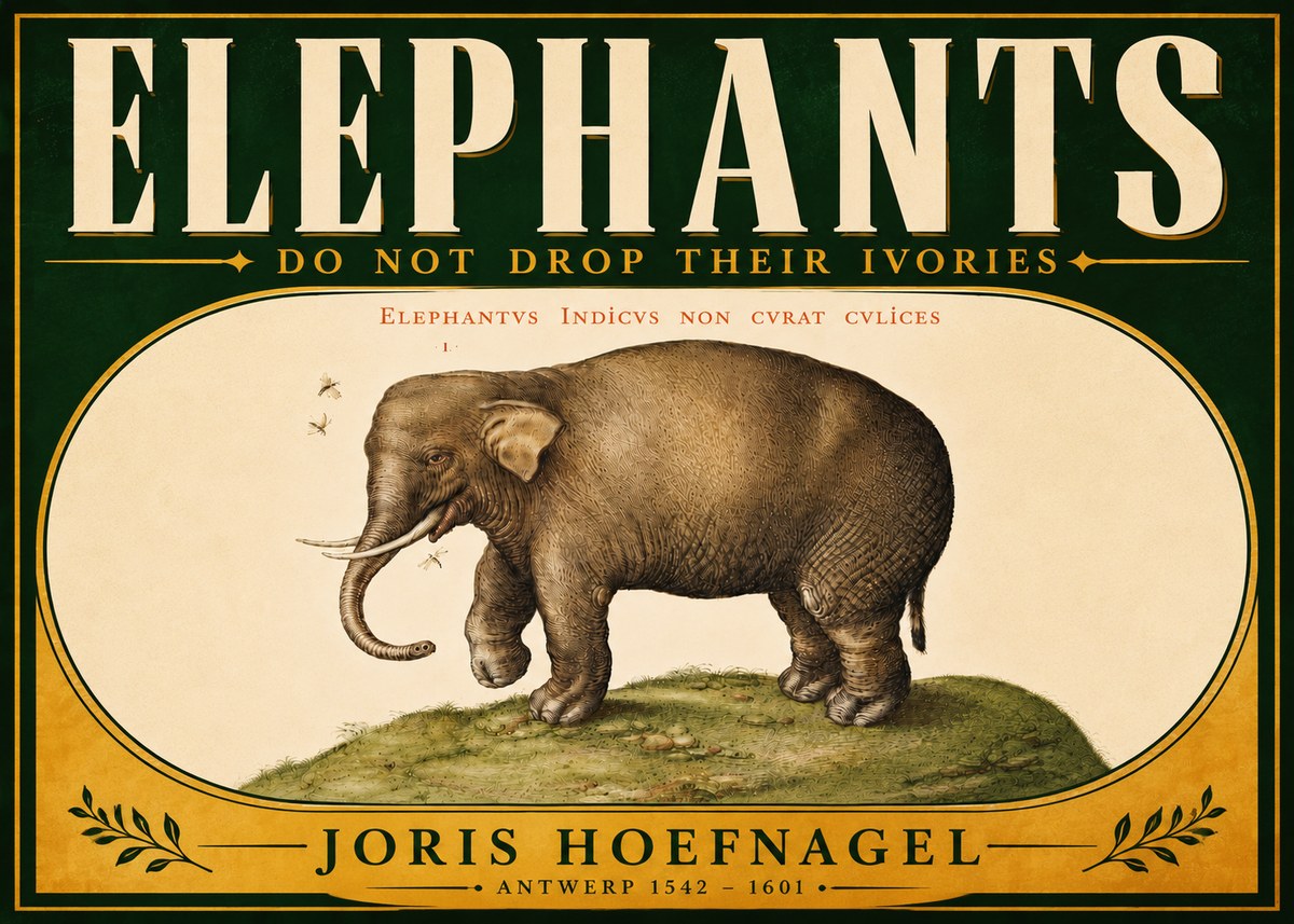 Joris Hoefnagel Elephant Does Not Drop Its Ivories No6 - Juliste