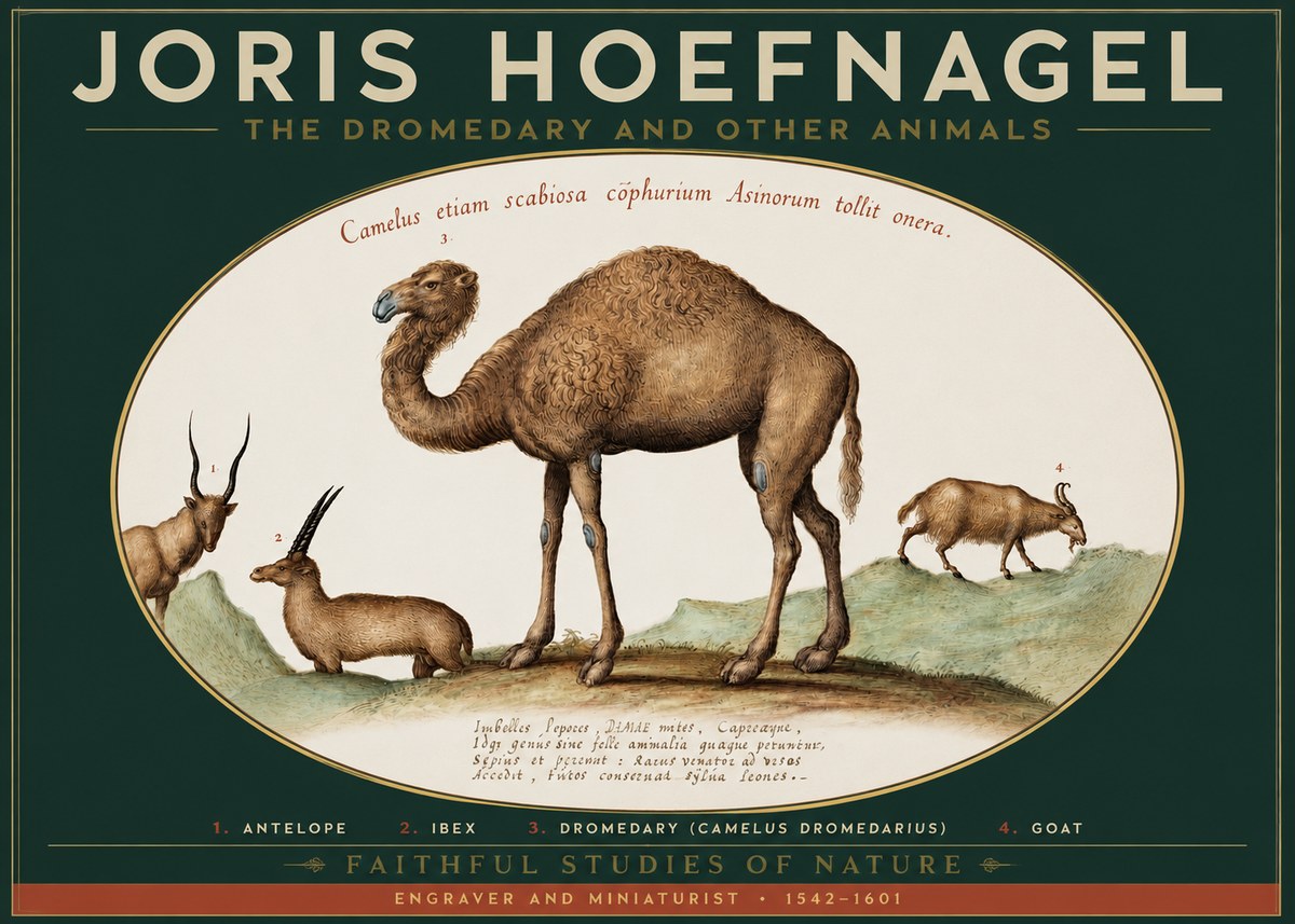 Joris Hoefnagel The Dromedary and Other Animals from Studies of Nature No2 - Juliste