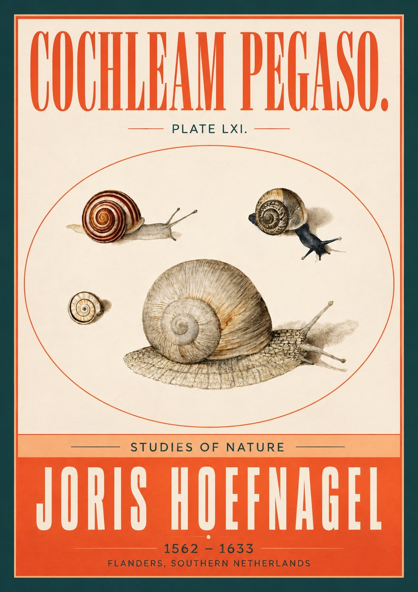 Joris Hoefnagel The Four Snails No4 - Juliste