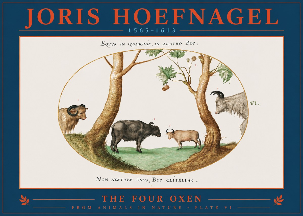 Joris Hoefnagel The Four Oxen No2 - Juliste