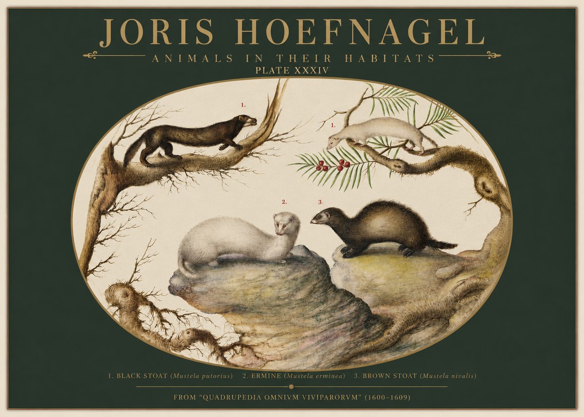 Joris Hoefnagel Animals in Their Habitats Plate Xxxiv No2 - Juliste