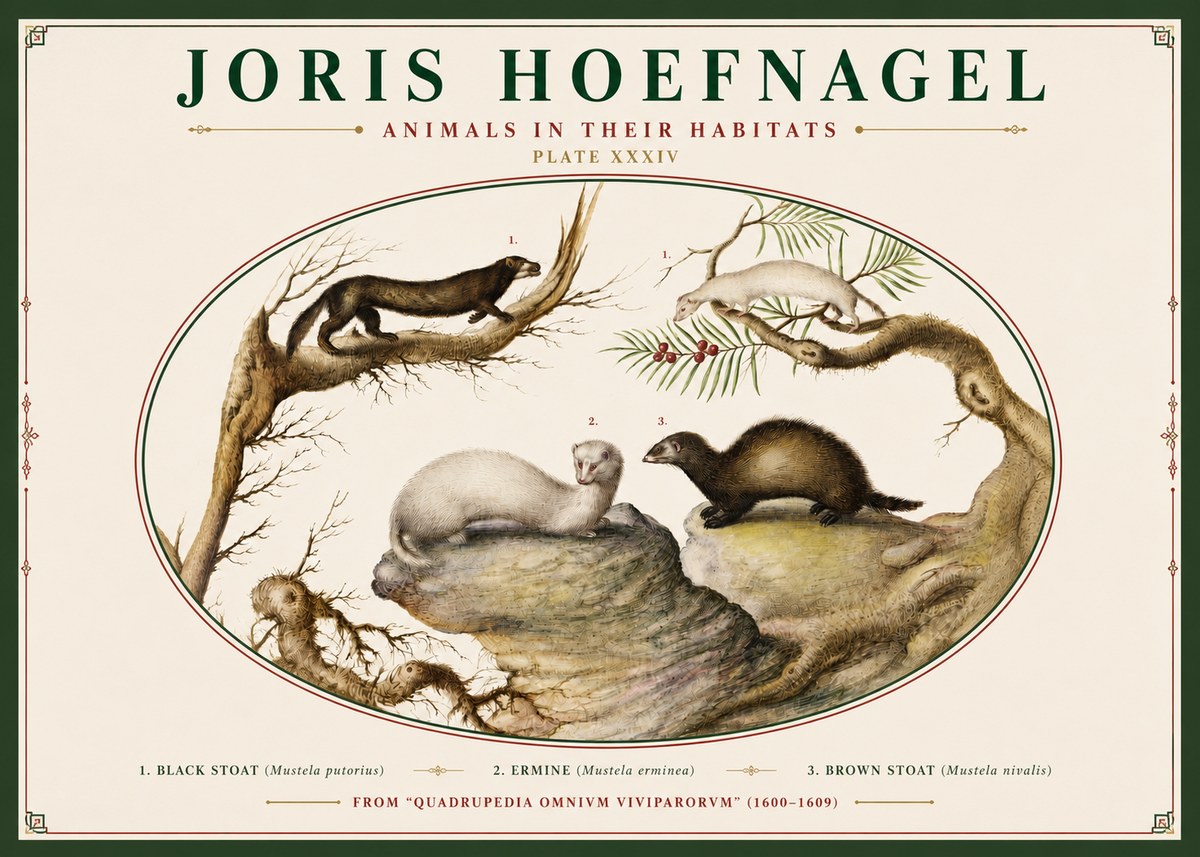 Joris Hoefnagel Animals in Their Habitats Plate Xxxiv No3 - Juliste