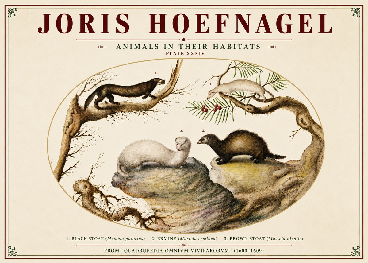 Joris Hoefnagel Animals in Their Habitats Plate Xxxiv No4 - Juliste