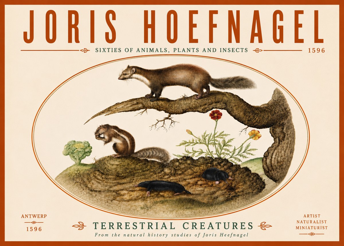 Joris Hoefnagel Terrestrial Creatures No6 - Juliste