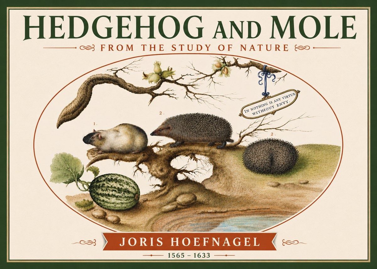 Joris Hoefnagel Hedgehog and Mole No6 - Juliste
