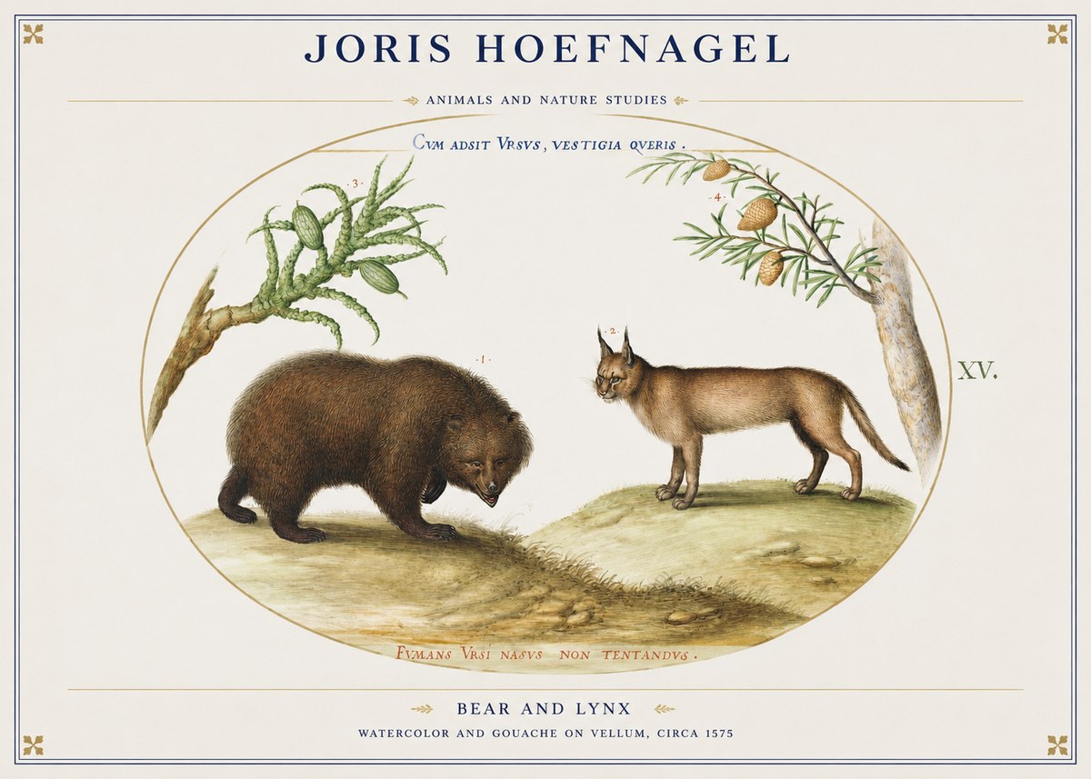 Joris Hoefnagel Bear and Lynx No1 - Juliste