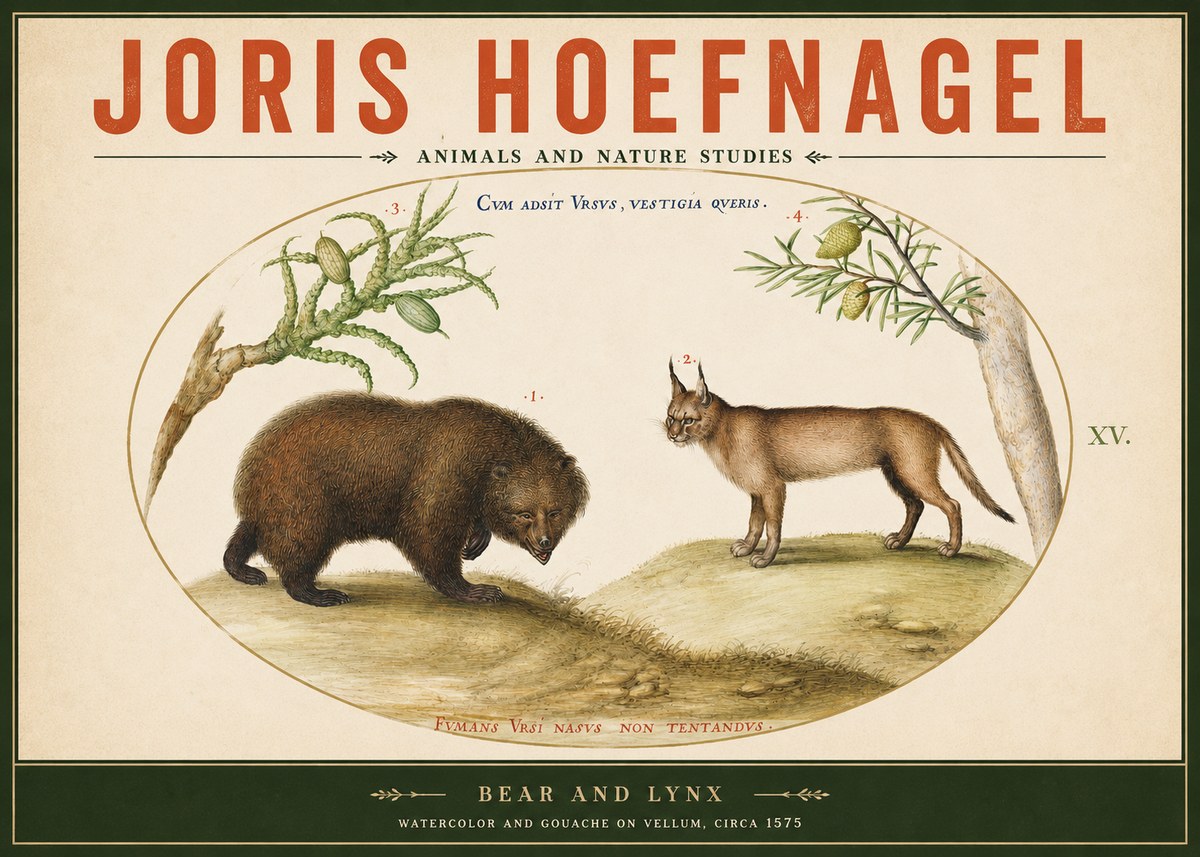Joris Hoefnagel Bear and Lynx No2 - Juliste