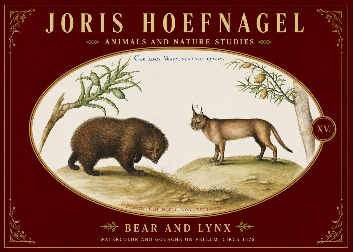 Joris Hoefnagel Bear and Lynx No5 - Juliste