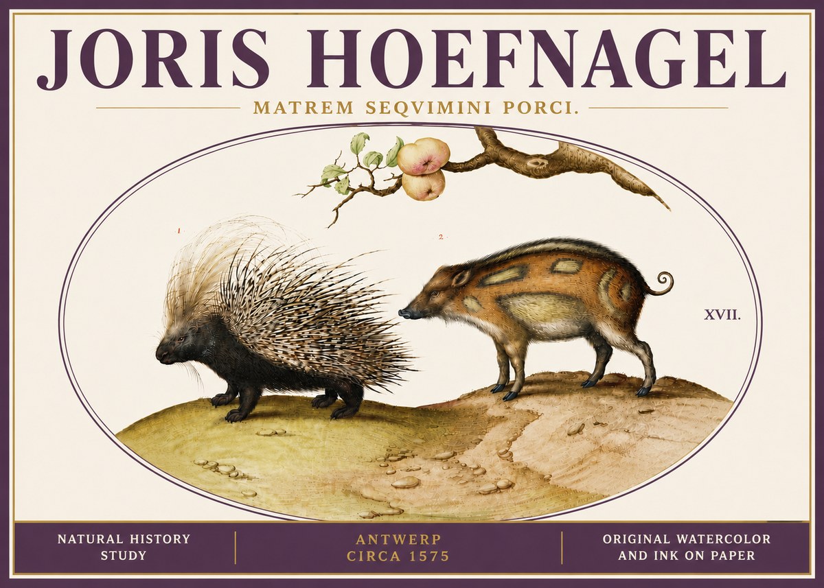 Joris Hoefnagel Matrem Seqvimini Porci. No6 - Juliste